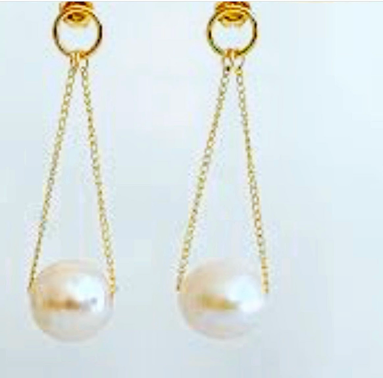 Pendientes doble cadena perlas