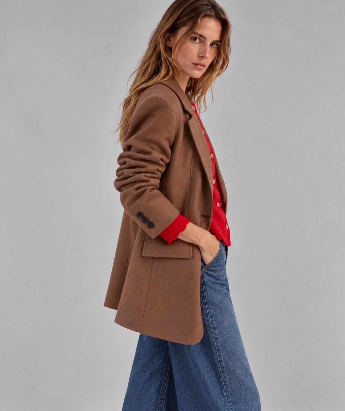 Blazer efecto ante marrón