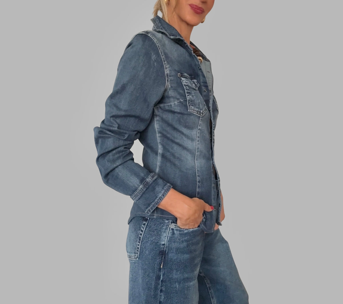 Camisa denim azul