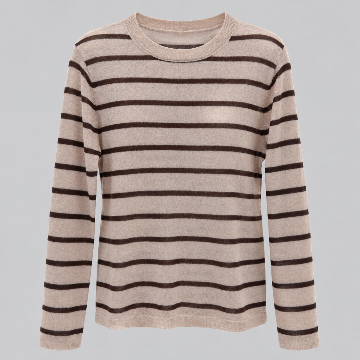 Jersey punto fino rayas beige& marrón