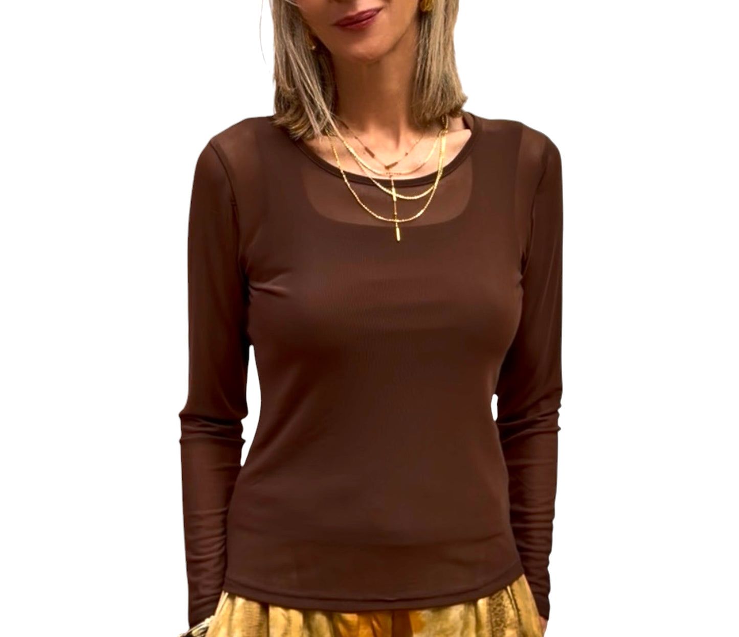 Camiseta transparente marrón