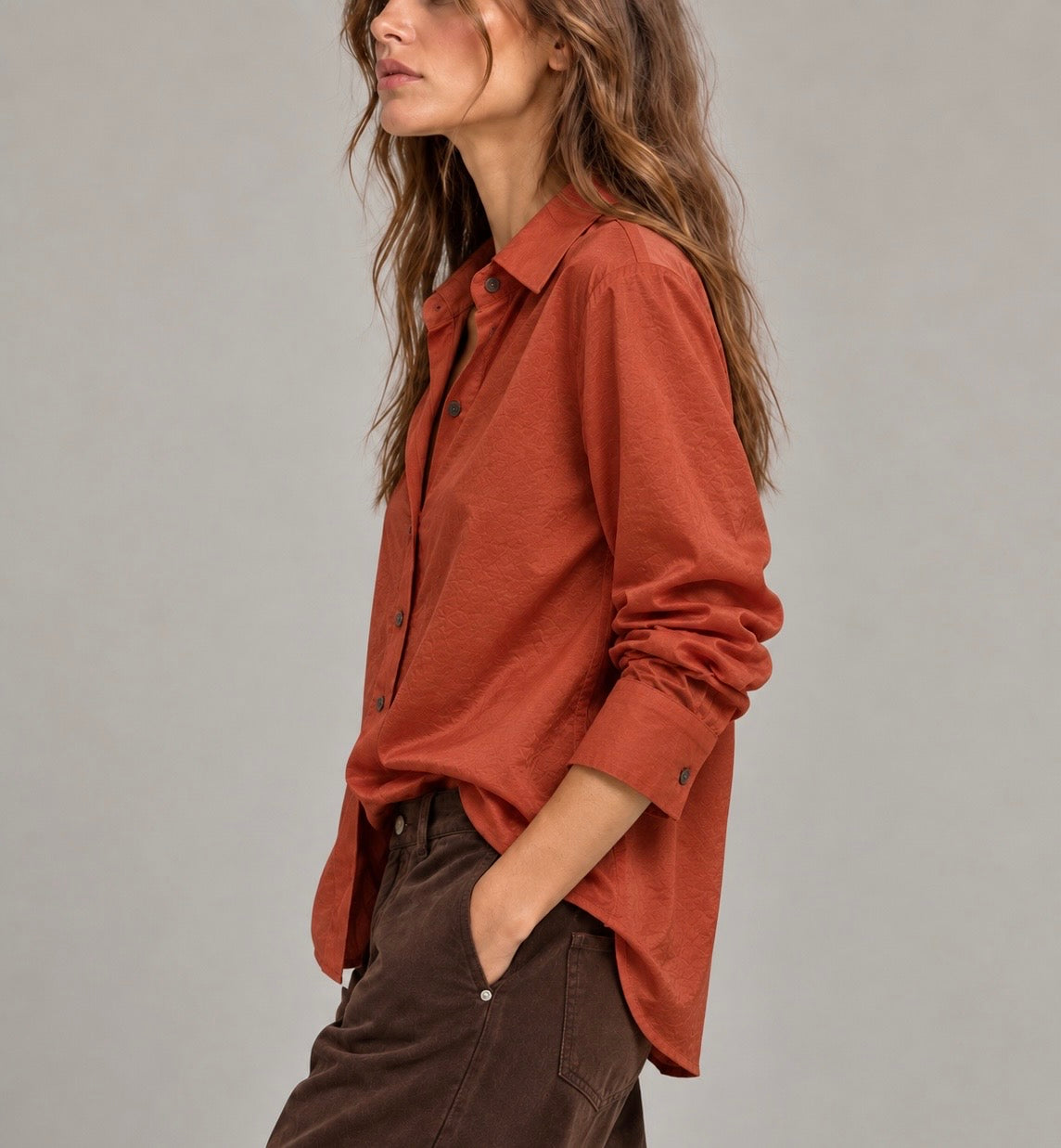Camisa lino teja