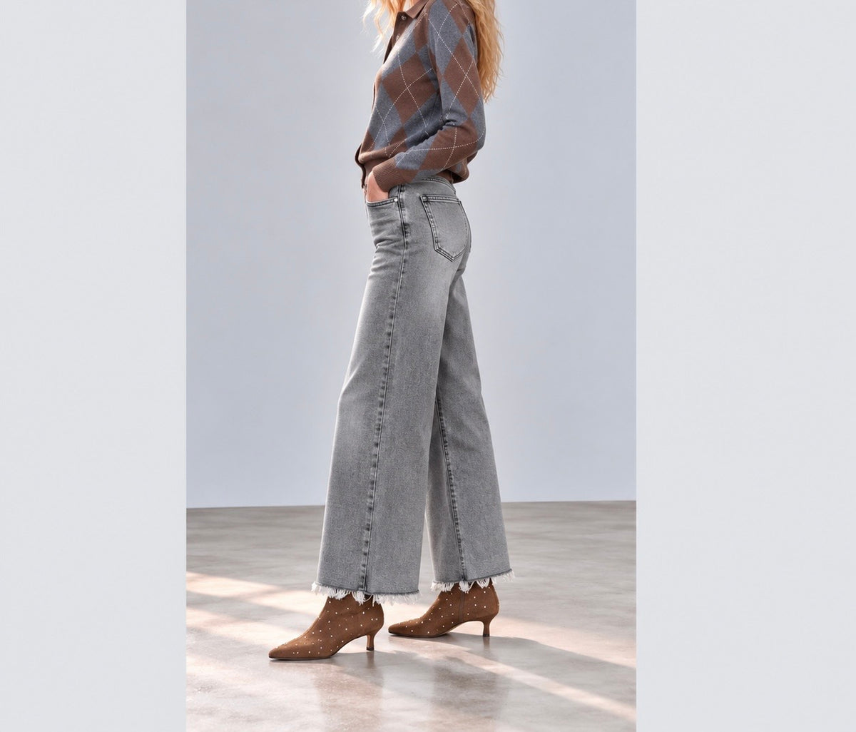 Denim wide leg gris lavado