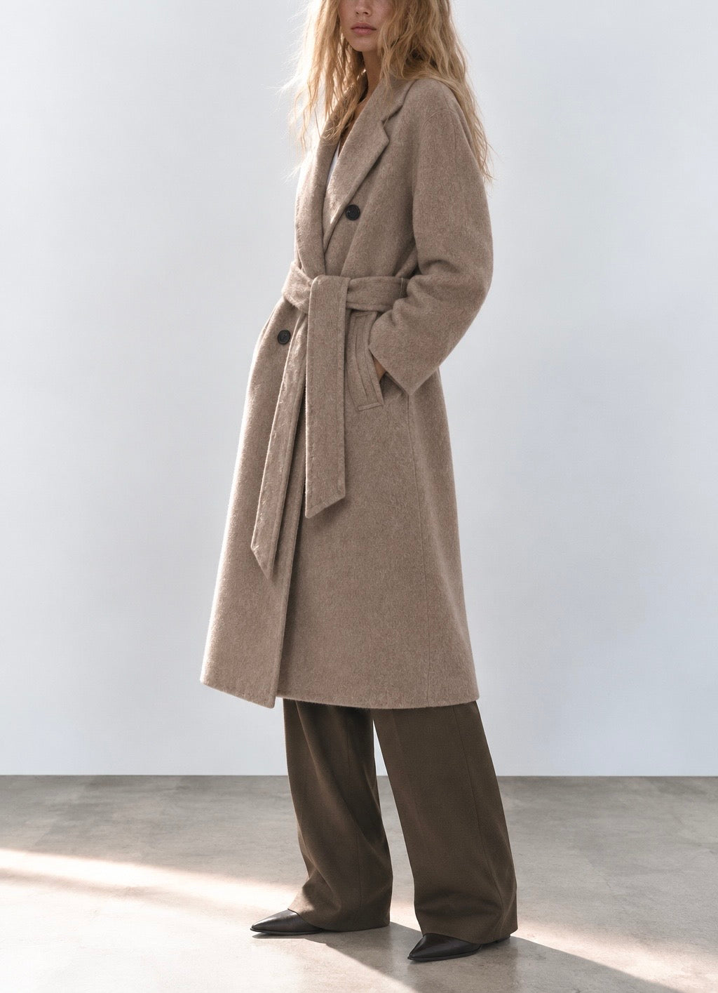 Abrigo lana taupe