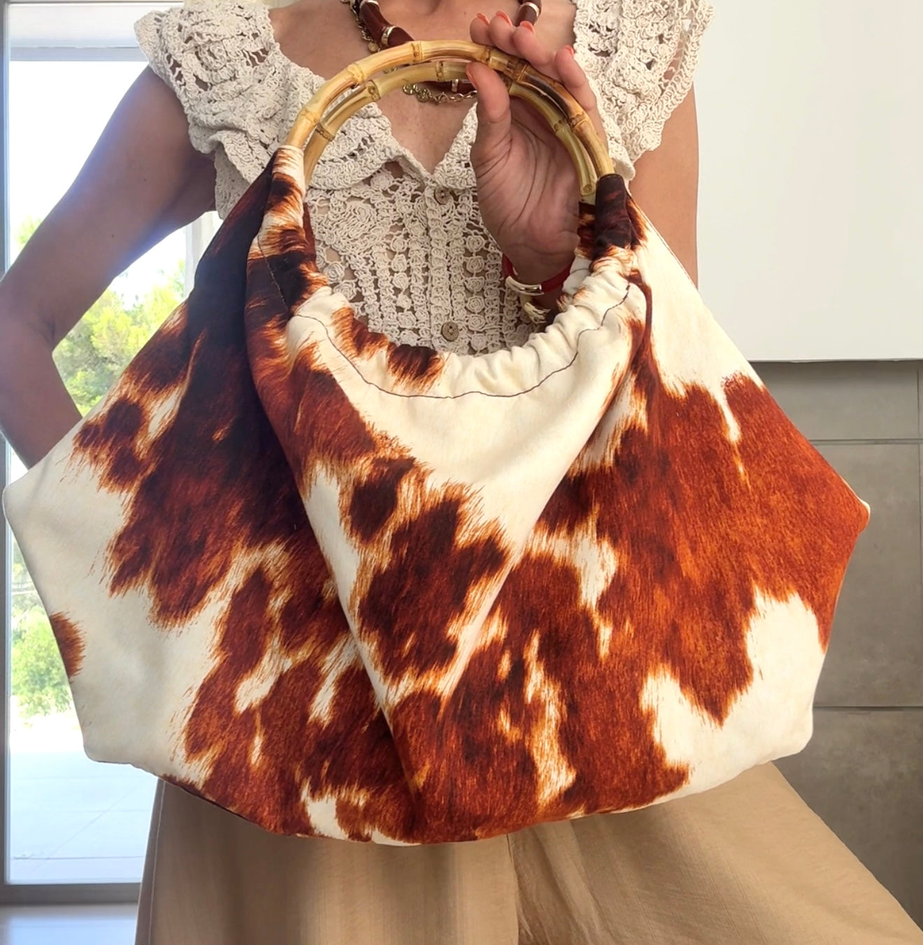 Bolso print asas bambú