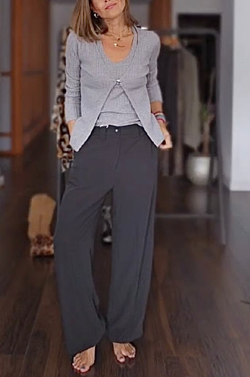 Pantalón traje fino negro