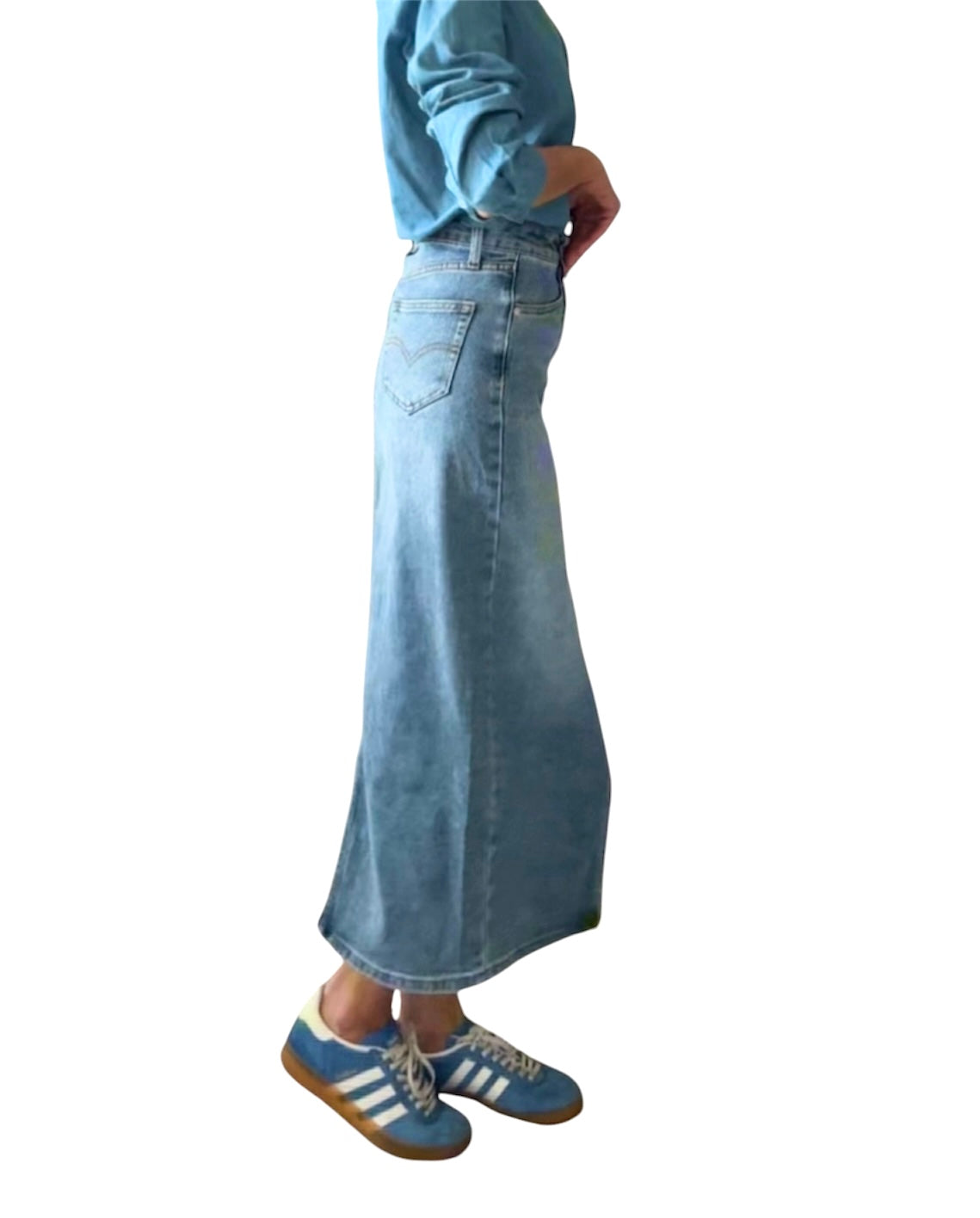 Falda denim azul
