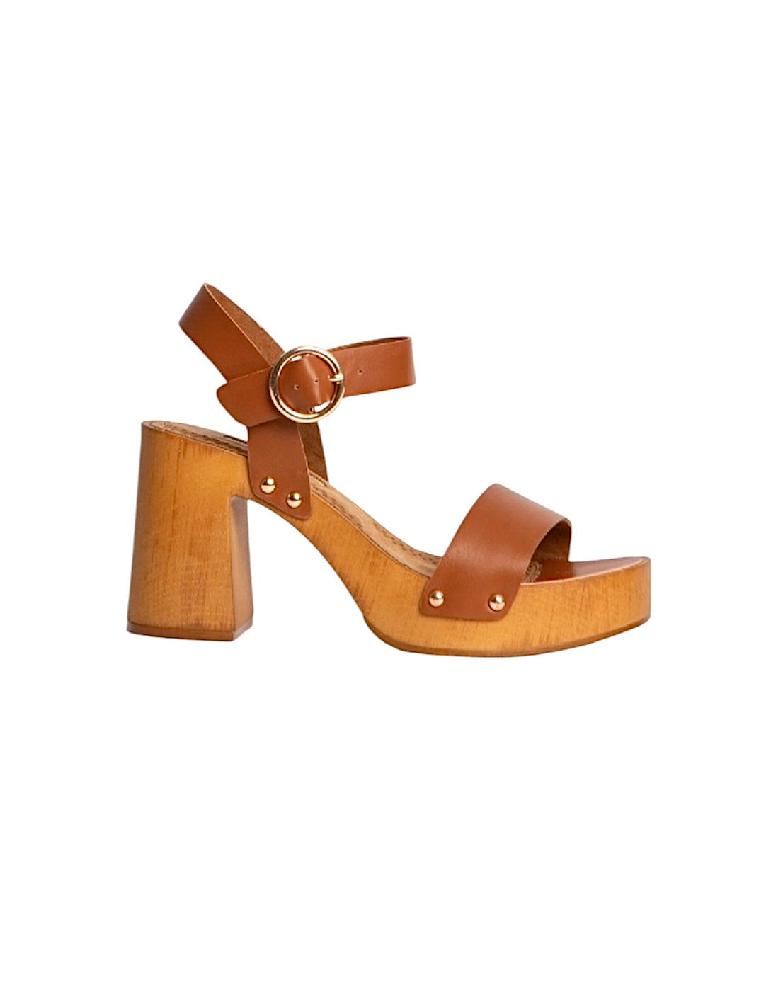 Sandalia tacón camel