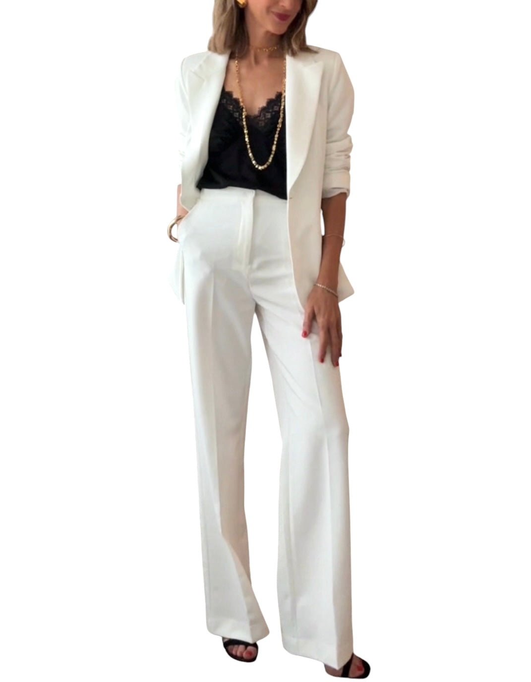 Pantalón traje blanco