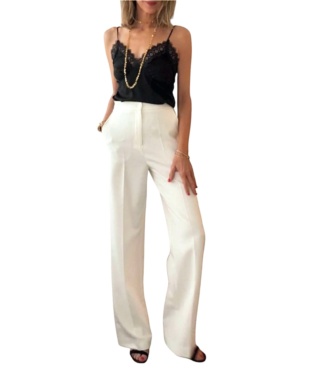 Pantalón traje blanco