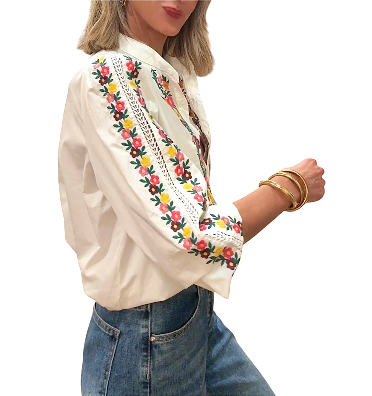 Camisa Flowers blanca