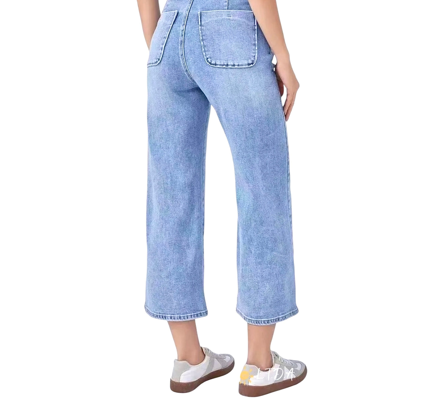 Denim botones laterales azul