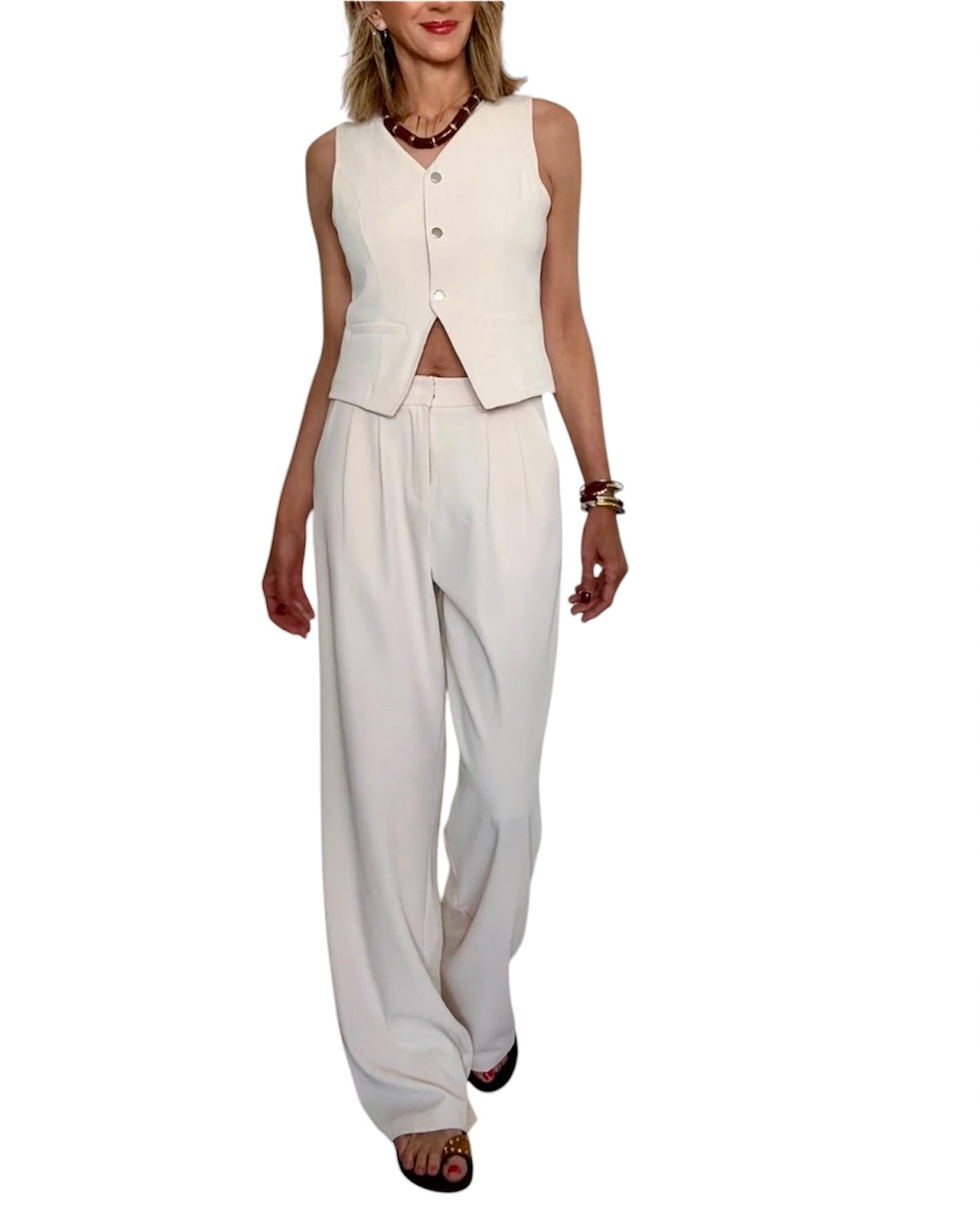 Pantalón bimba beige claro