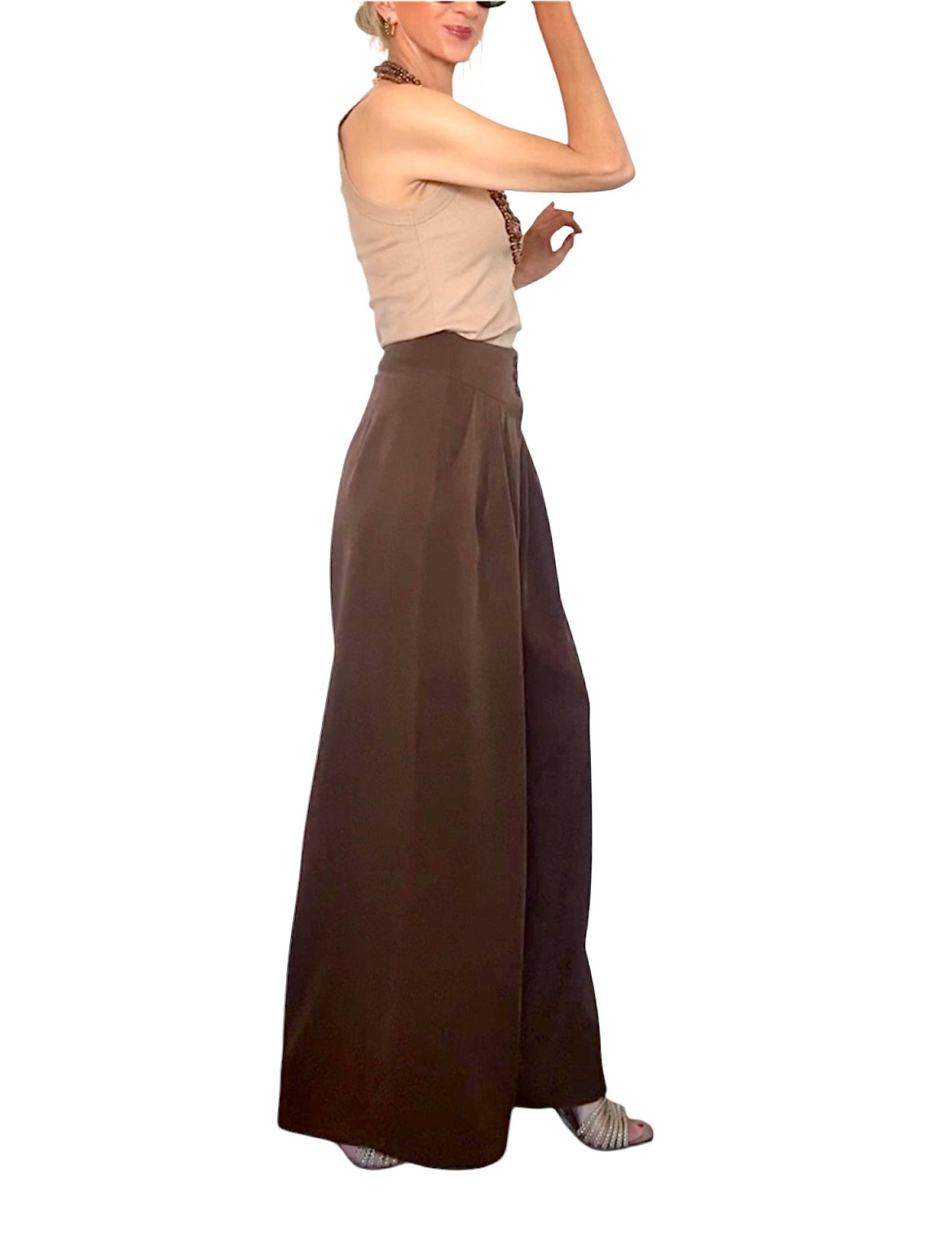 Pantalón fluido marrón