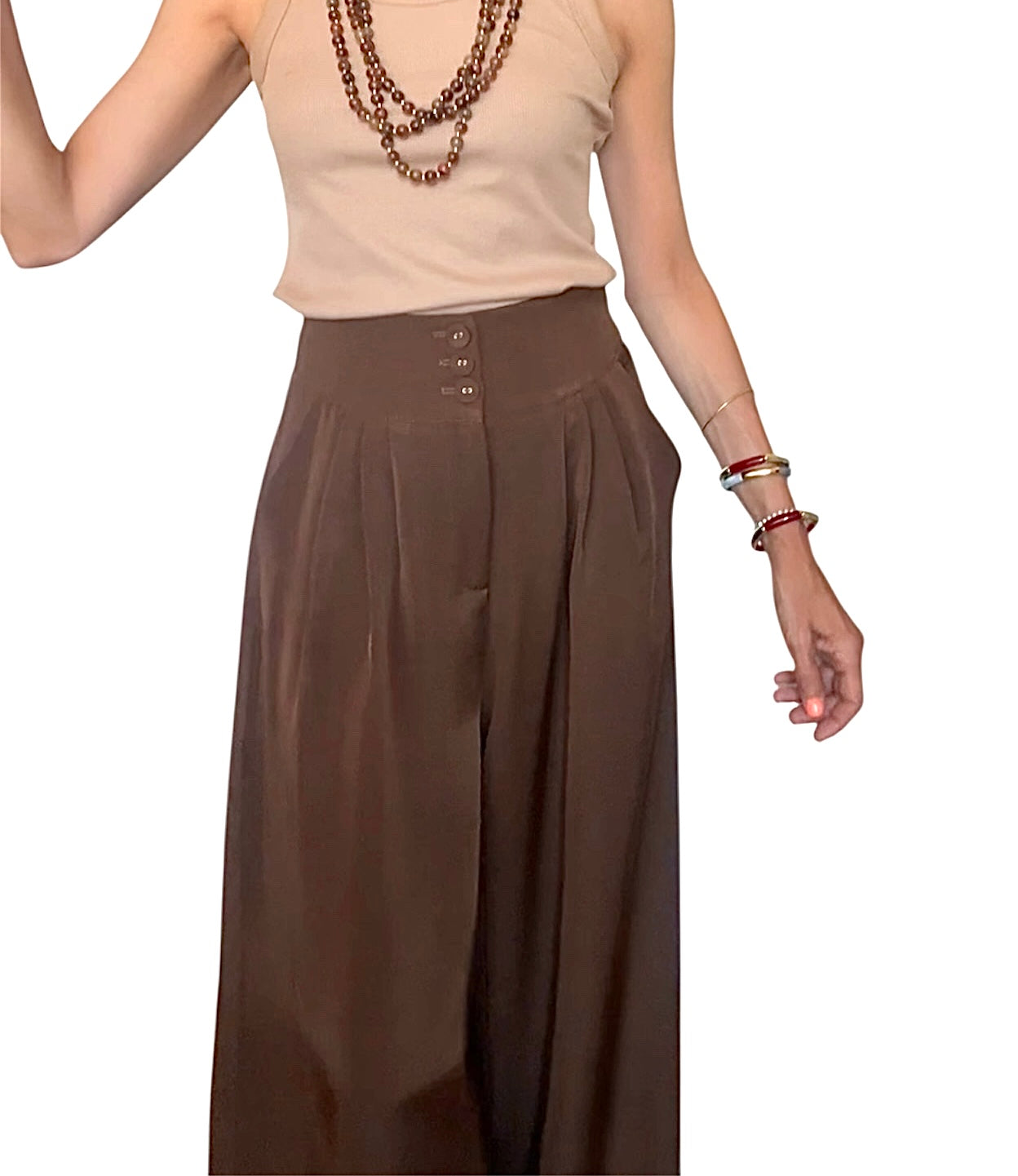 Pantalón fluido marrón