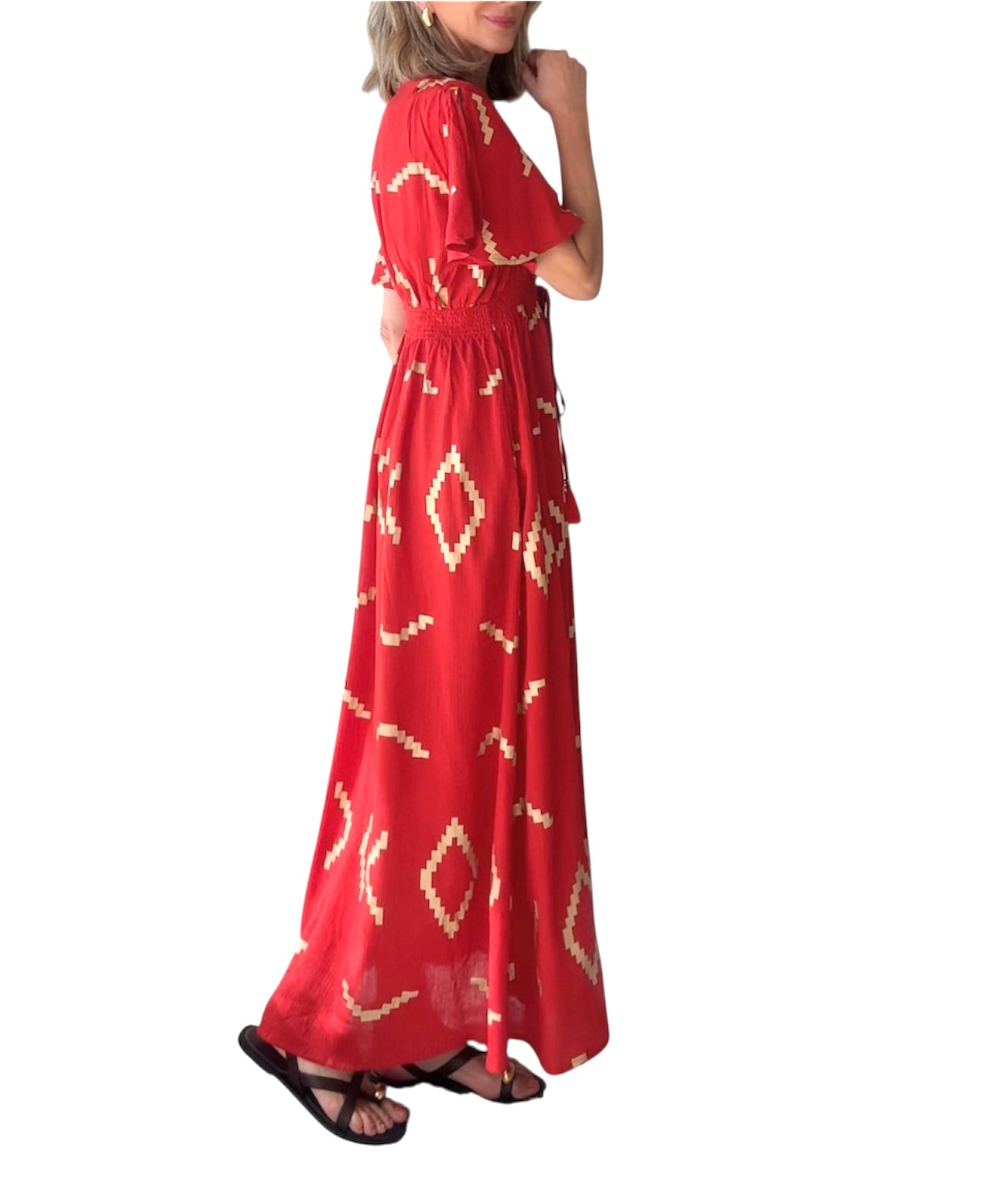 Vestido teja&dorado