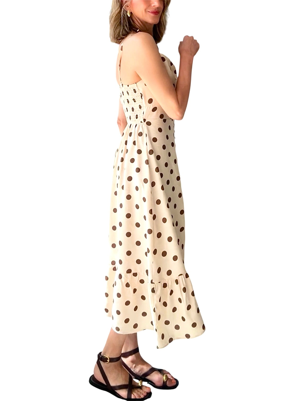 Vestido topos beige& marrón