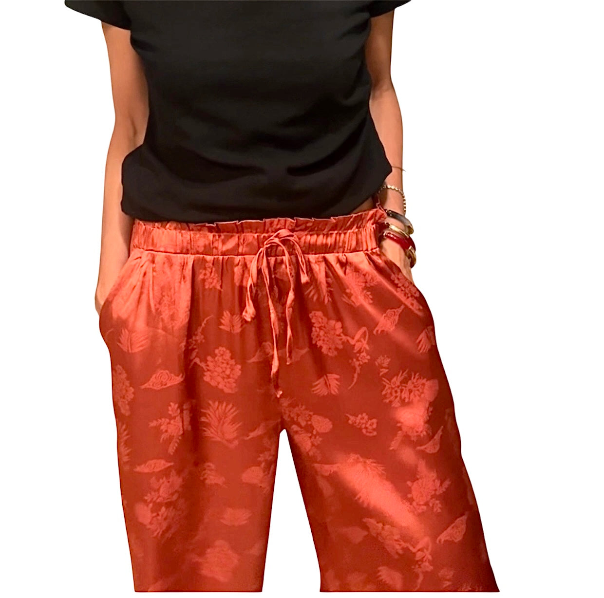 Pantalón fluido teja