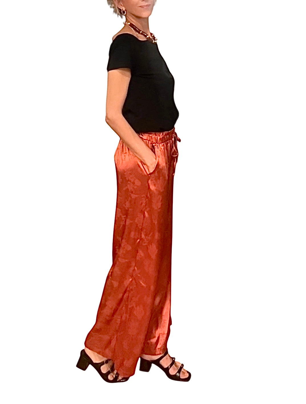 Pantalón fluido teja