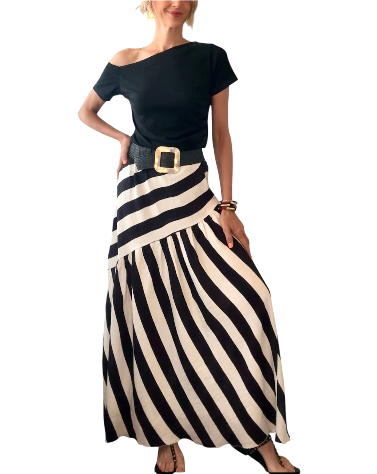 Falda rayas negro&beige