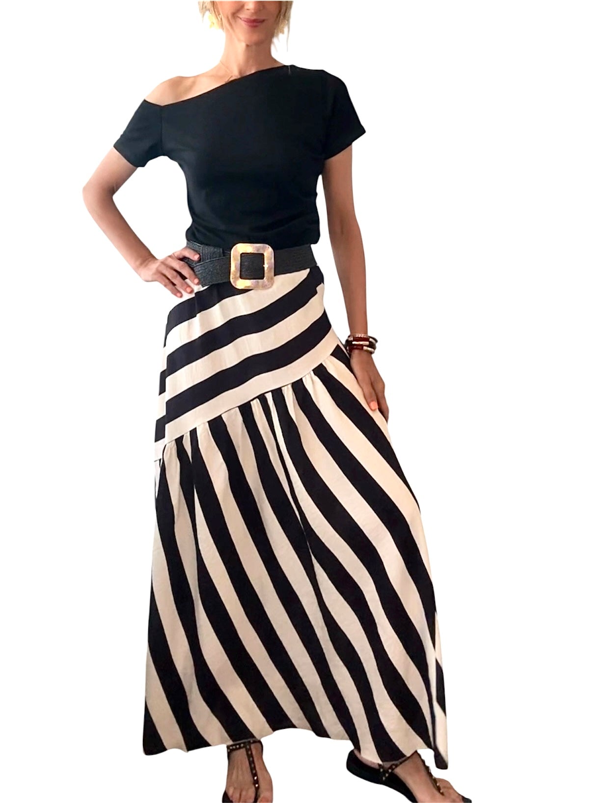 Falda rayas negro&beige