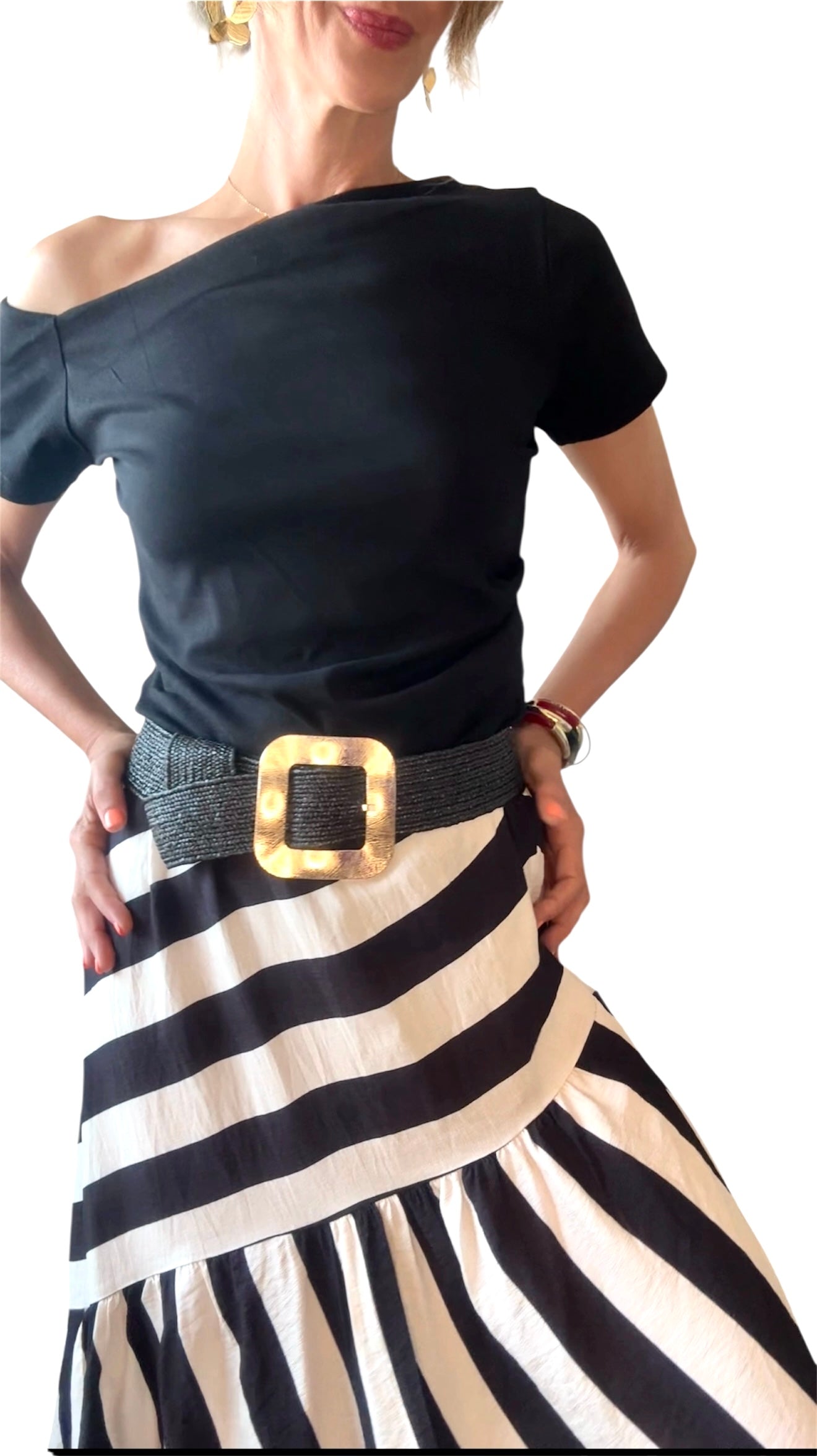 Falda rayas negro&beige