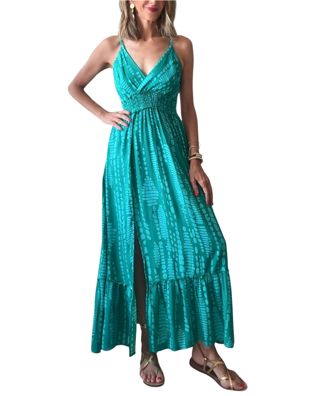 Vestido Melissa verde/turquesa