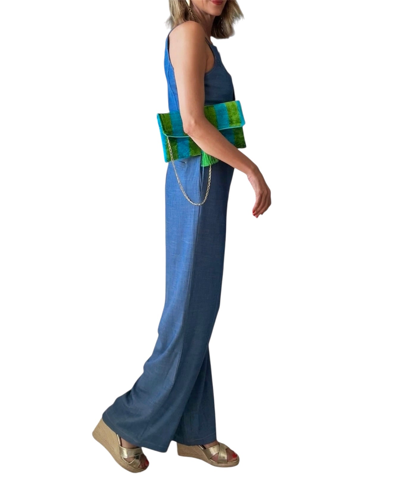 Pantalón denim fino azul