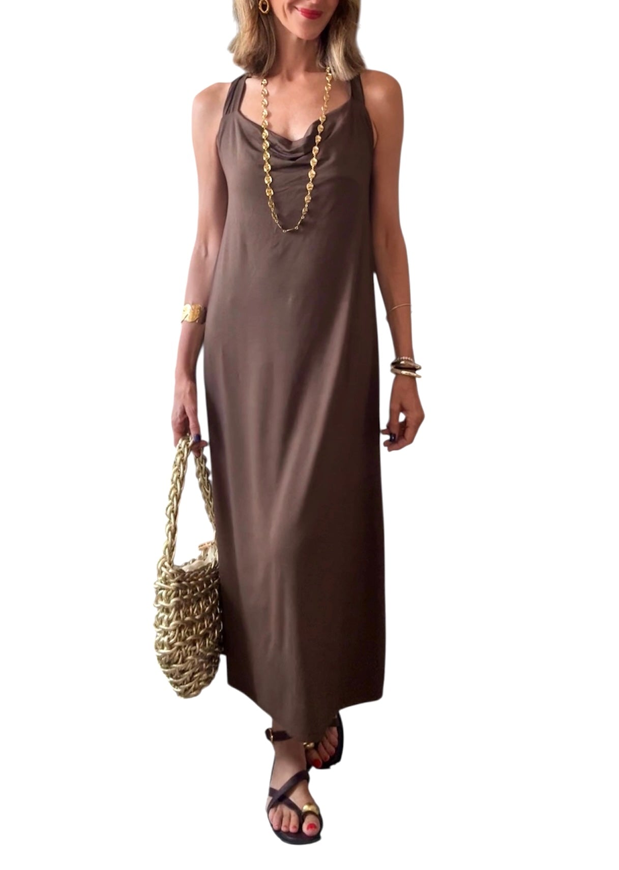 Vestido anillas marrón