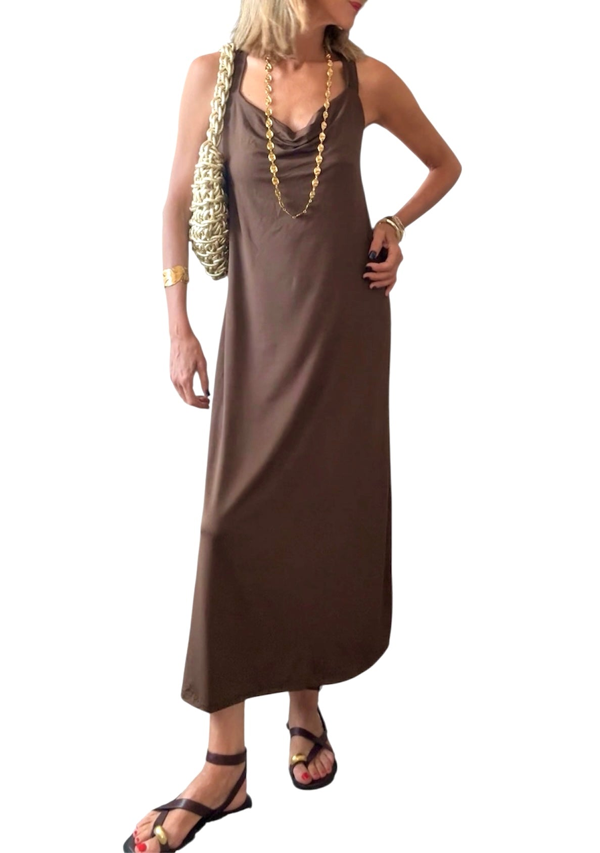 Vestido anillas marrón