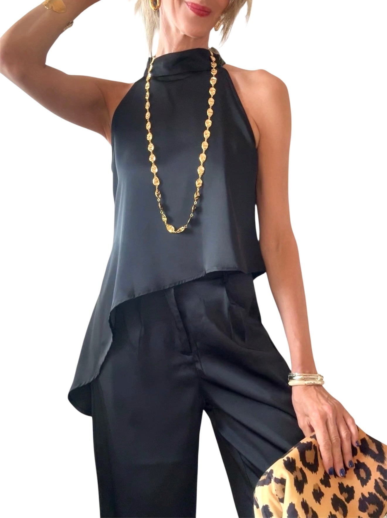 Conjunto satinado negro
