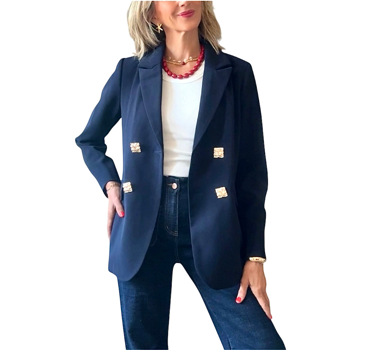 Blazer azul marino botones dorados