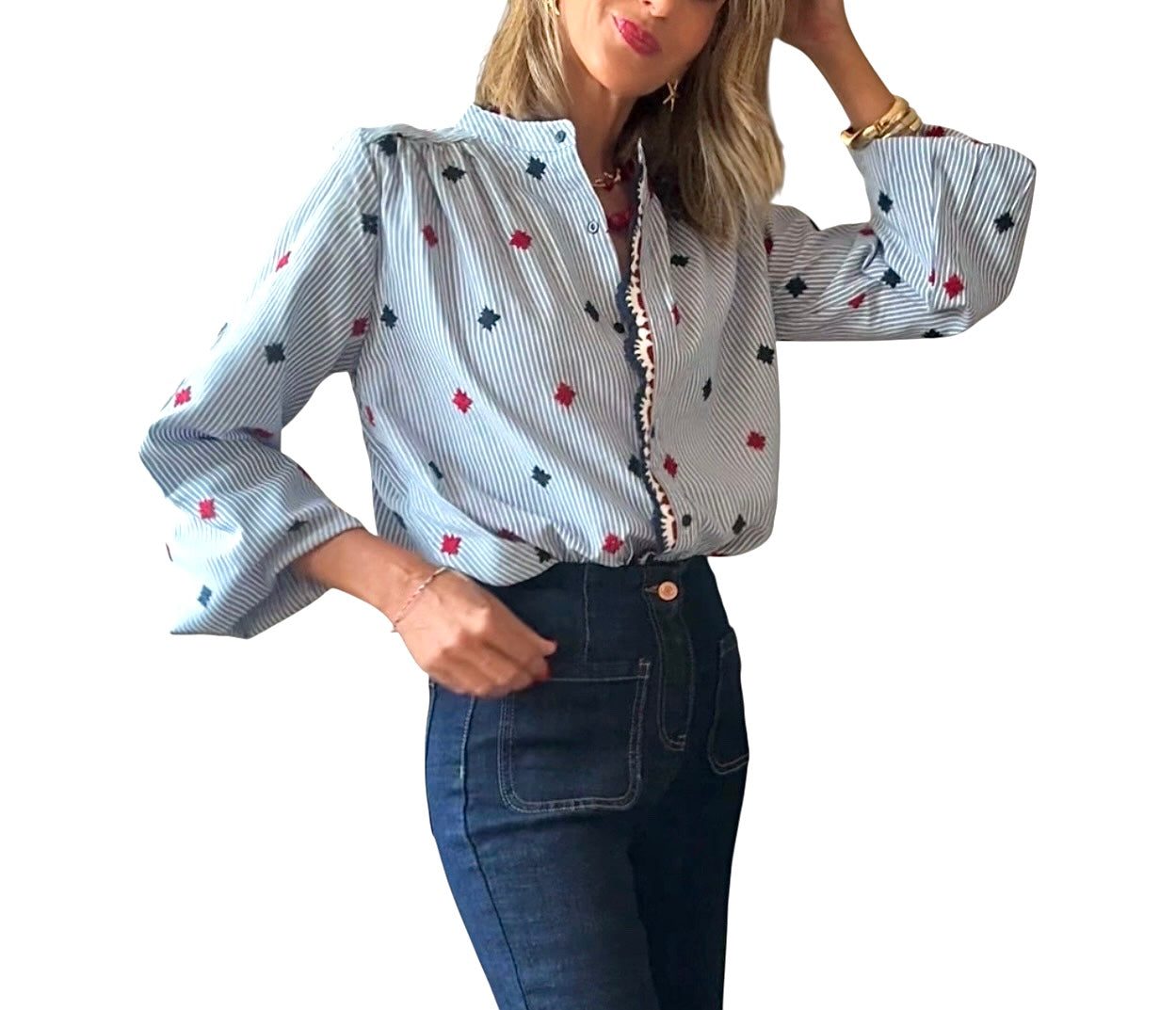 Camisa rayas&bordados