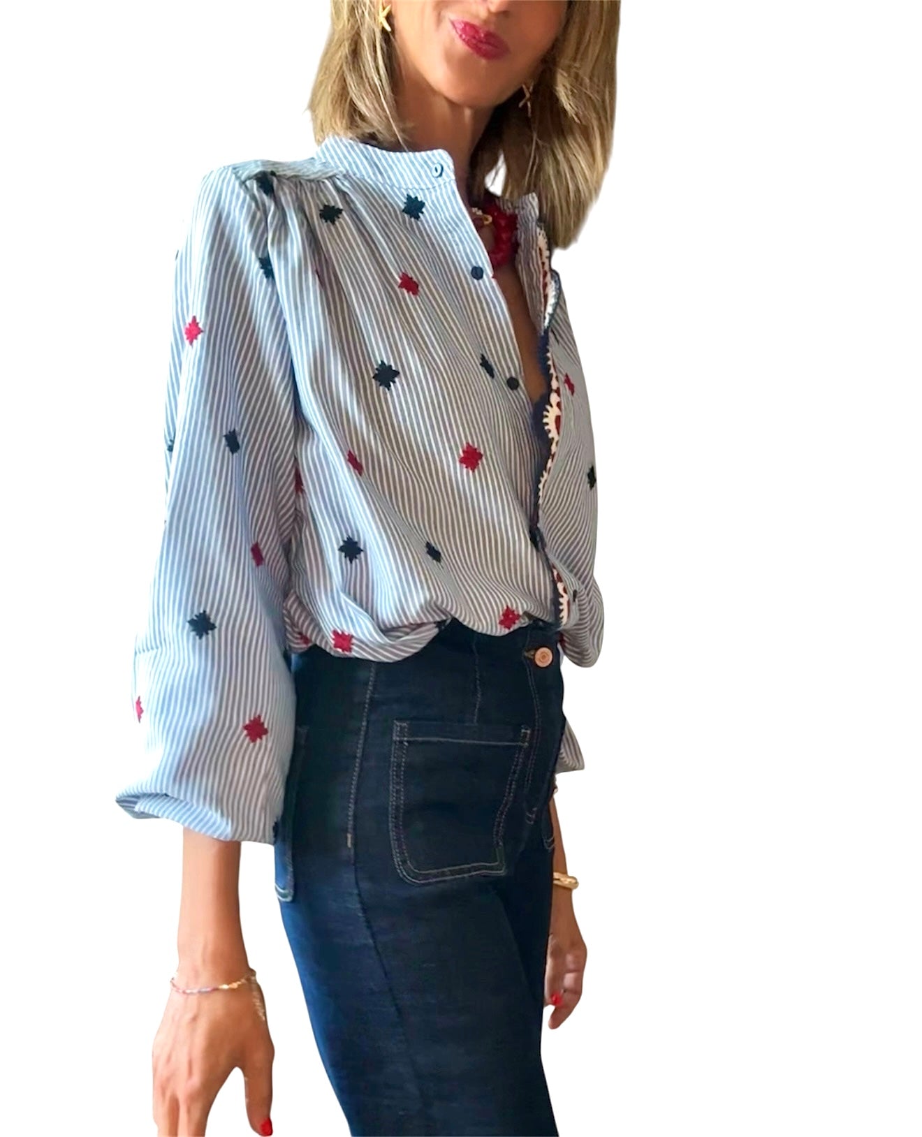 Camisa rayas&bordados