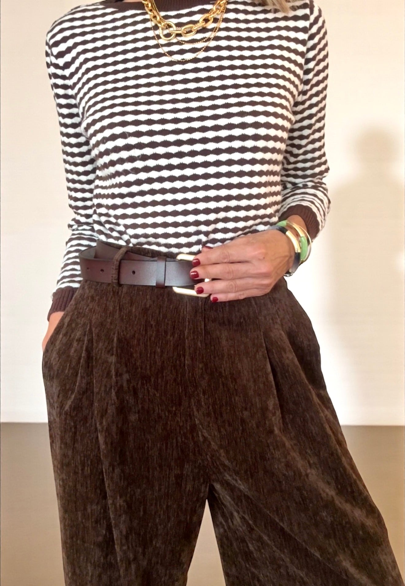 Pantalón bombacho terciopelo marrón