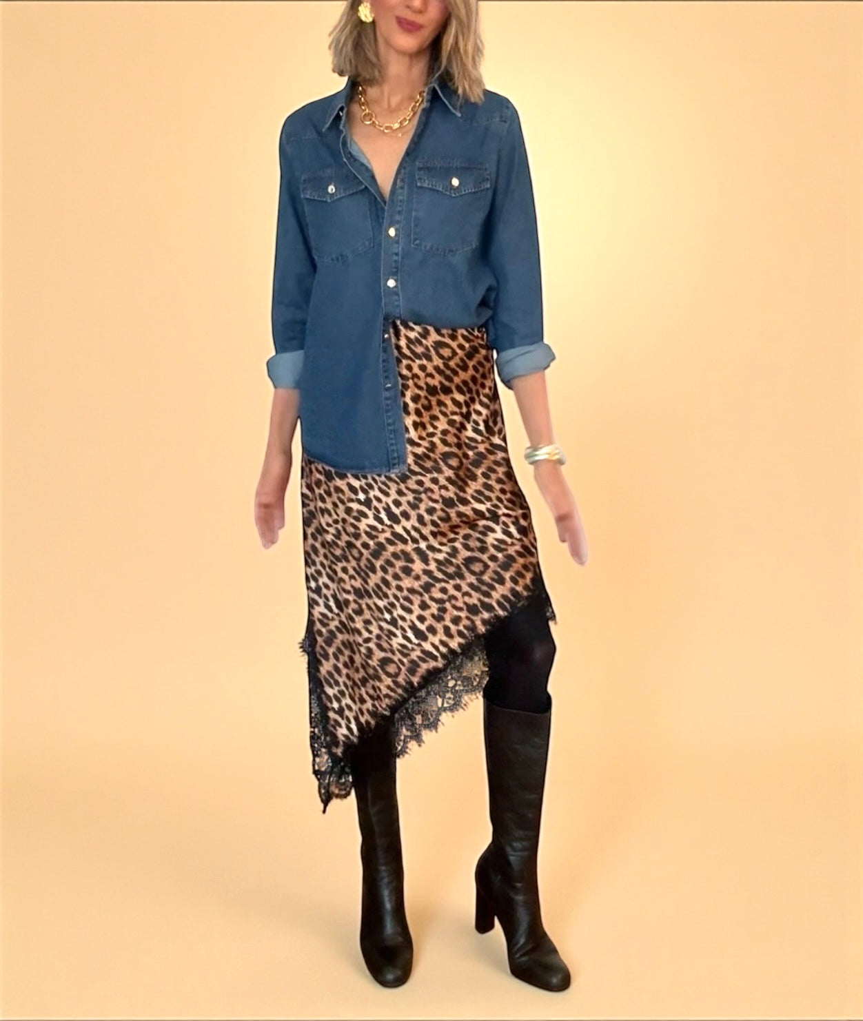 Falda leopardo encaje