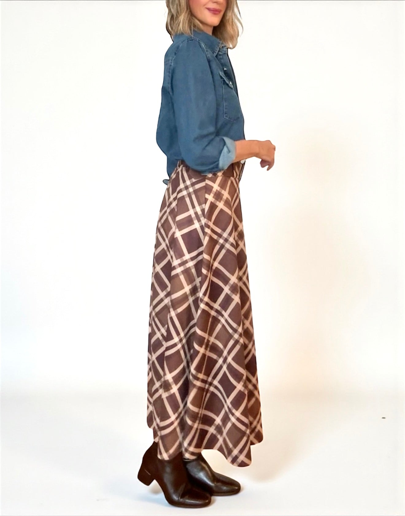 Falda cuadros tonos marrones