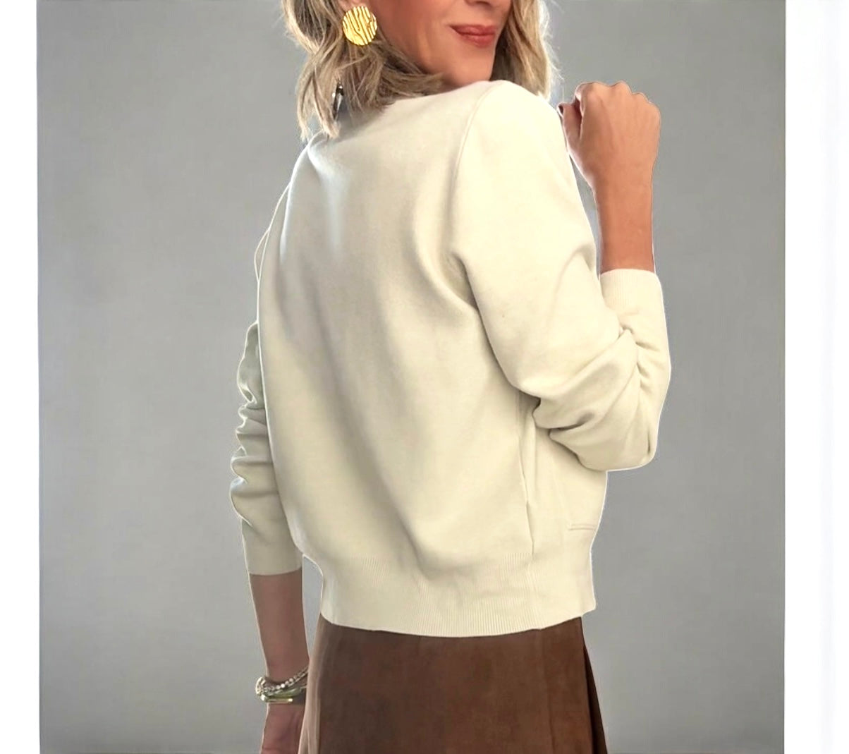 Chaqueta punto beige