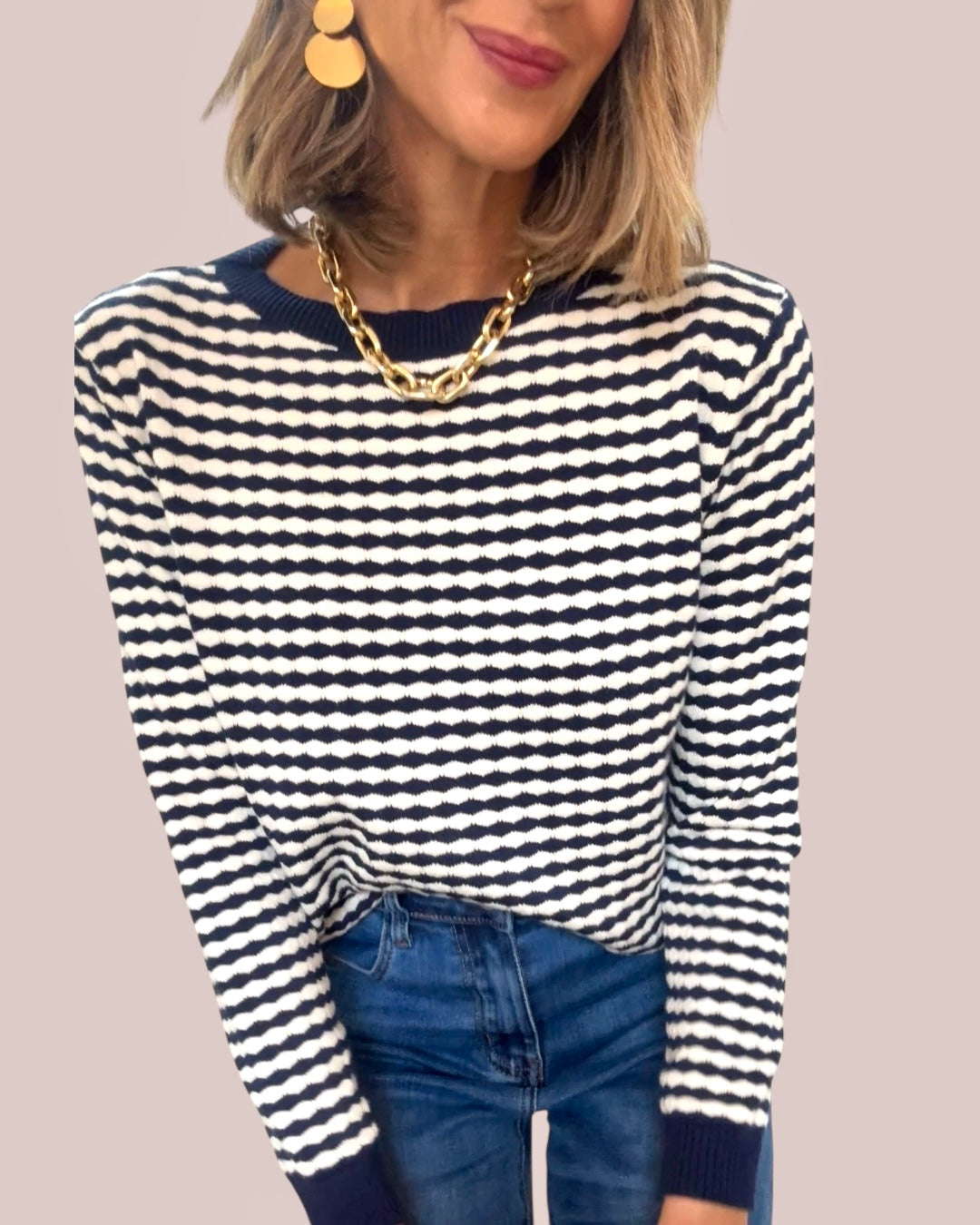 Jersey azul marino & blanco