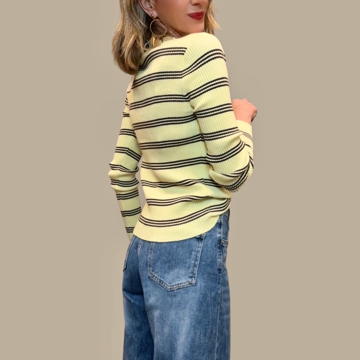 Rebeca rayas amarillo& marrón