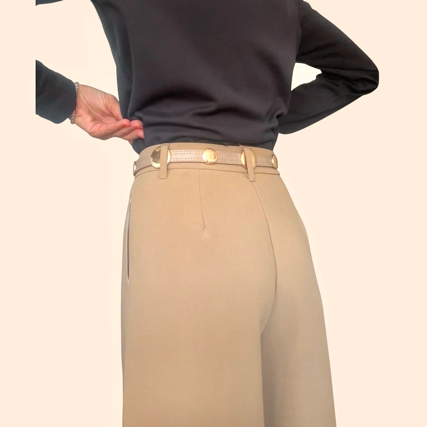 Cinturón círculos dorados beige