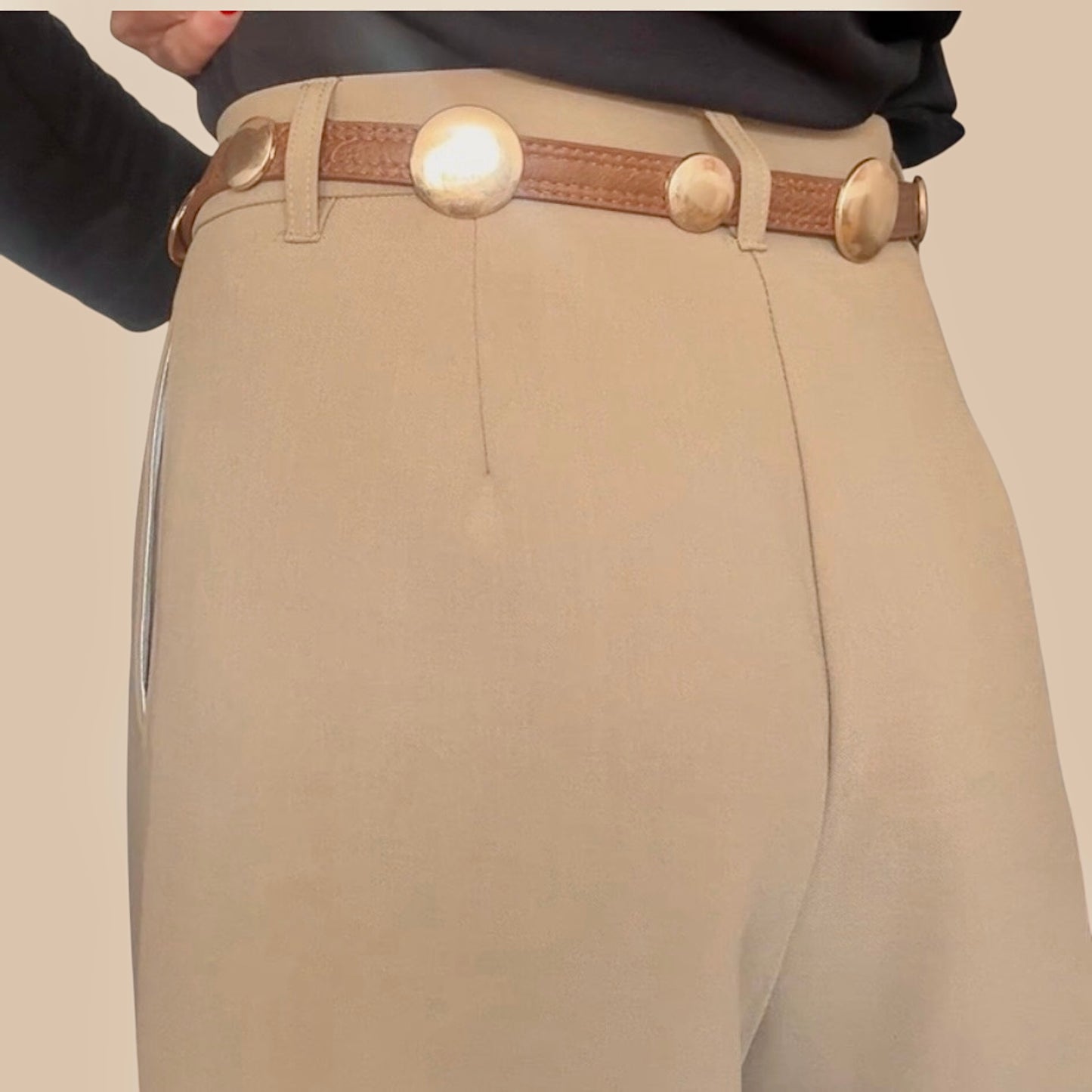 Cinturón círculos dorados marrón