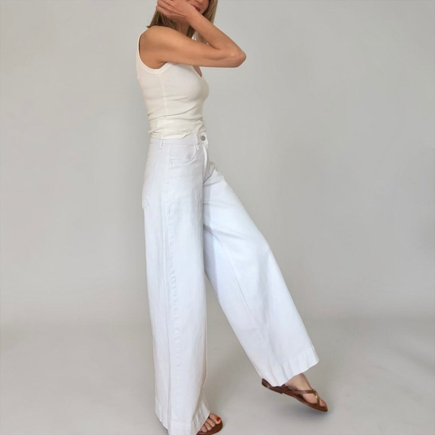 Denim blanco wide leg