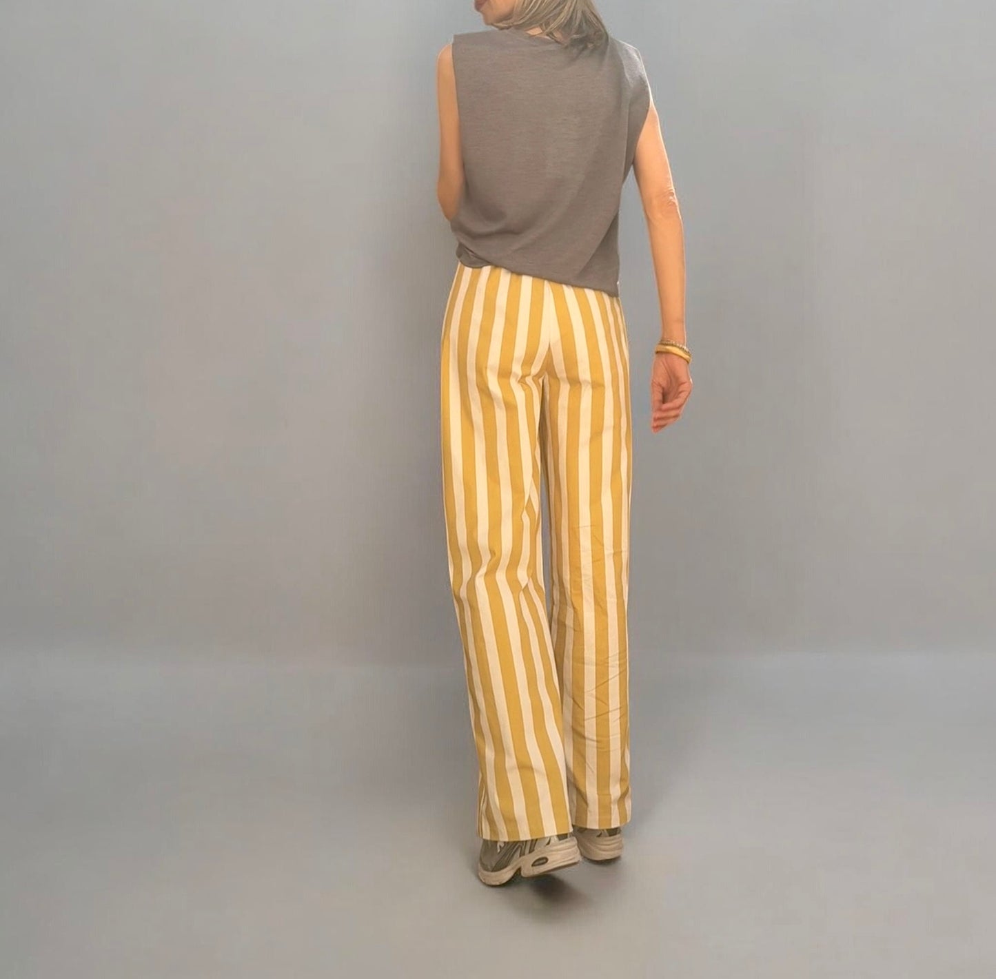 Pantalón rayas mostaza & blanco