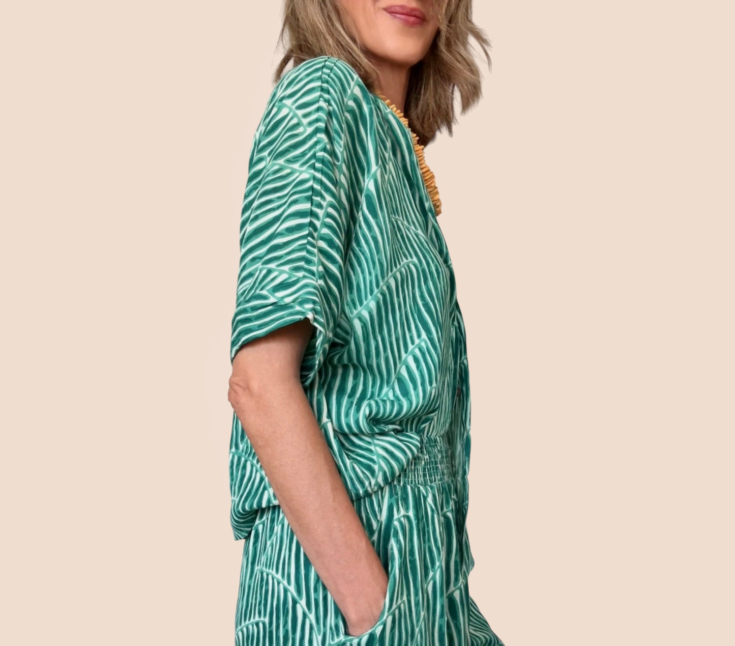 Camisa estampada verde & blanco