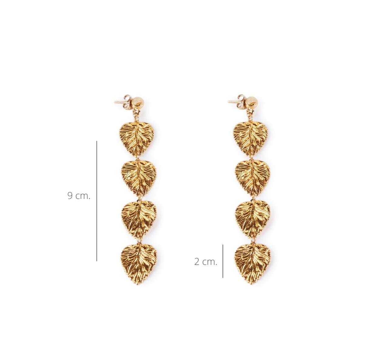 Pendientes hojas doradas