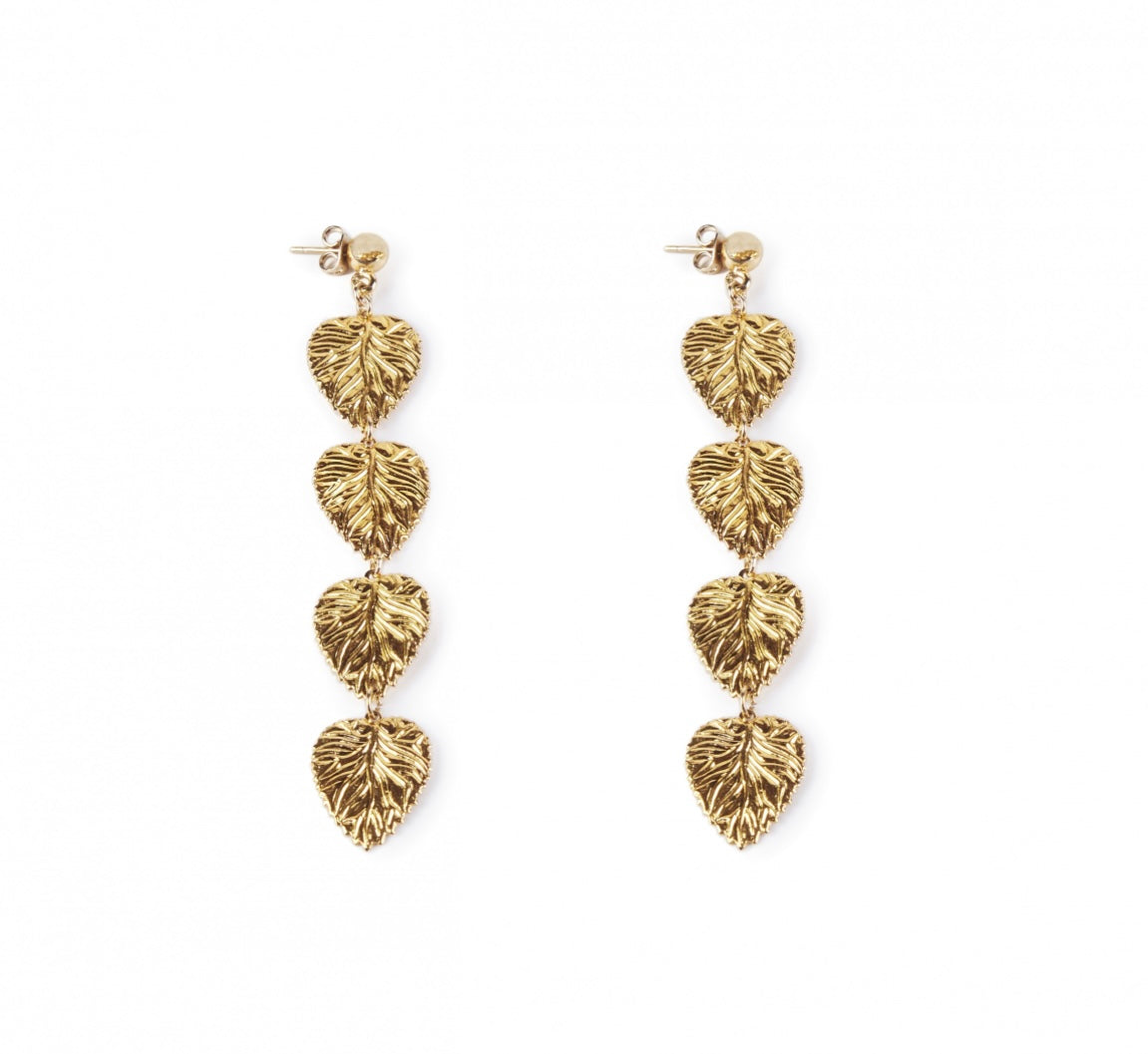 Pendientes hojas doradas