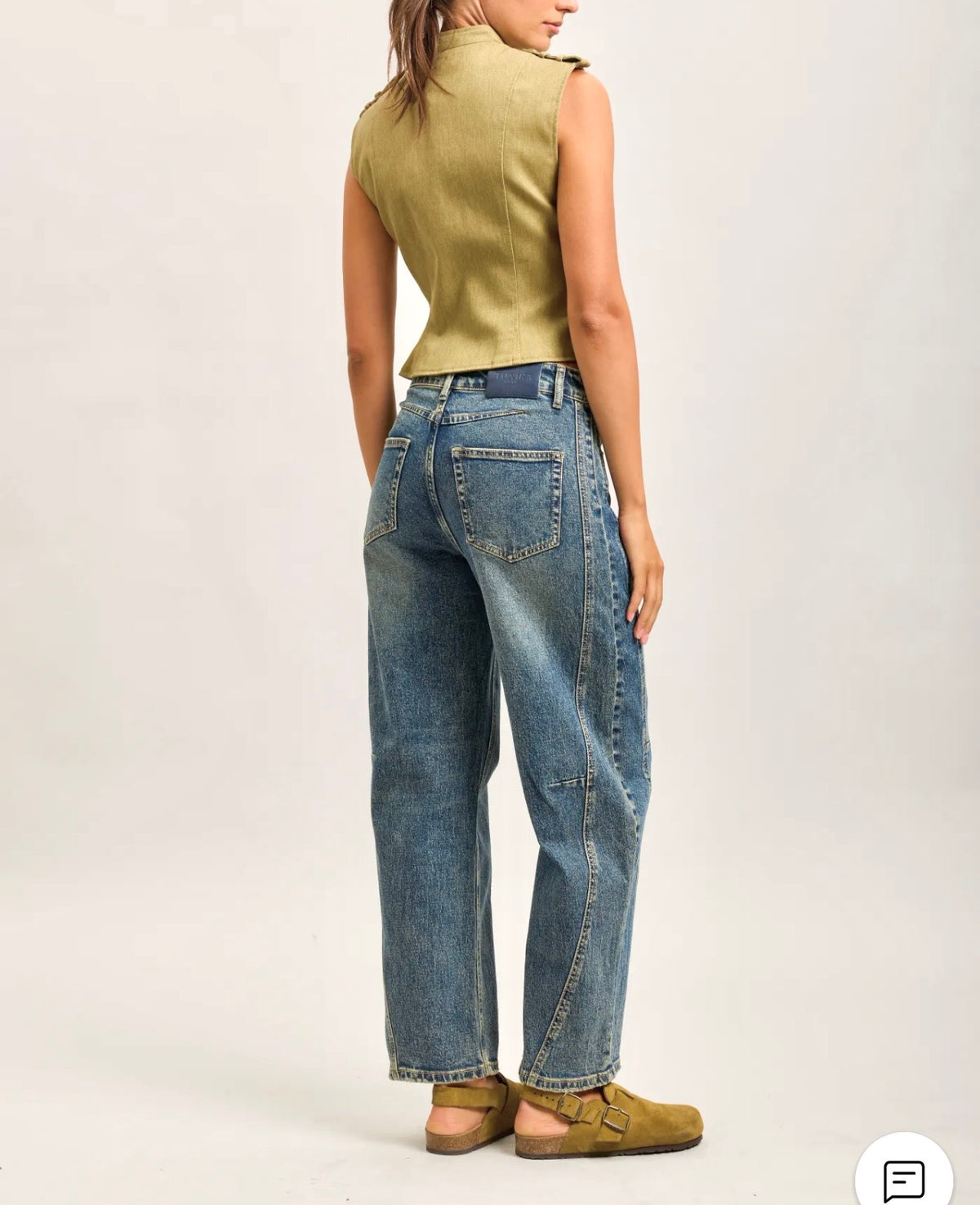 Denim barrel tiro alto