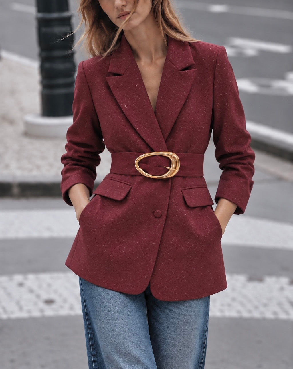 Blazer burdeos brillitos