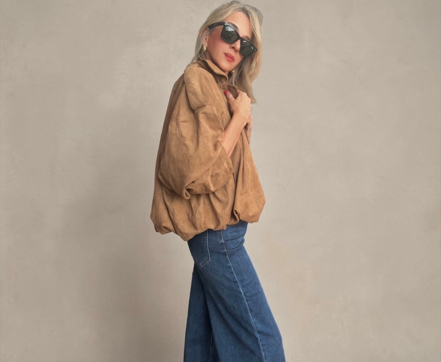 Chaqueta bomber camel